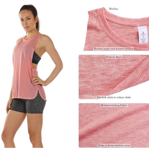 Icyzone Workout Running Muscle Tank Australia Yoga Athletic S Pale Blush - Picture 4 of 14